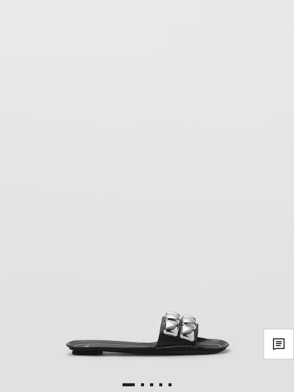 Mango Black Slide Sandals with Polished Silver Buckles